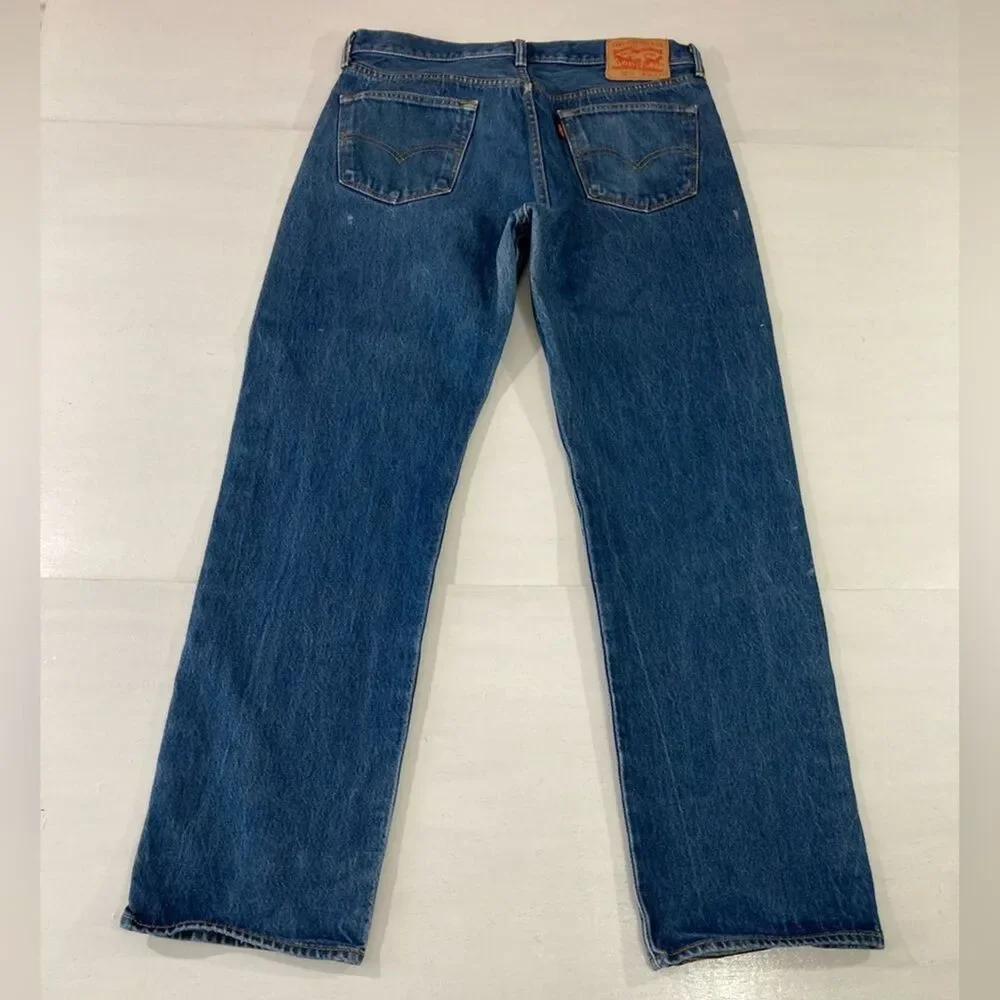 Levi's 501XX Button Fly Jeans Mens 36x34 Blue Straight Leg Denim Casual - Picture 2 of 13